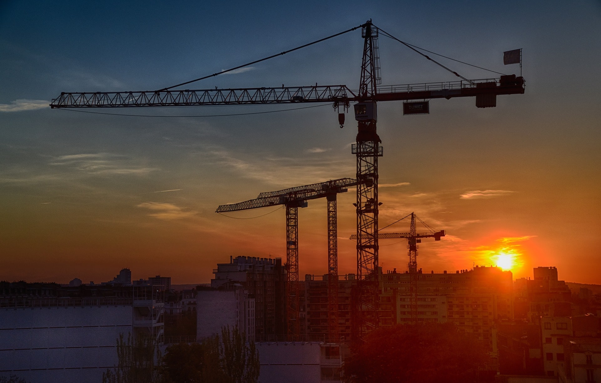 Crane at sunset