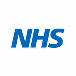 NHS logo in blue on a white background.